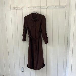Banana Republic Brown Wrap Shirt Dress with Tie Front
